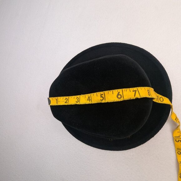 Vintage STETSON Sovereign Black Felt Men's Fedora Feathered Hat Sz 7 3/8 - Picture 13 of 17